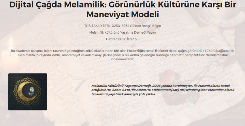 Dijital Çağda Melamilik Görünürlük Kültürüne Karşı Bir Maneviyat Modeli